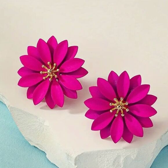 🌸 Betsey Johnson pretty in pink flower earrings 🌸 - Picture 8 of 9